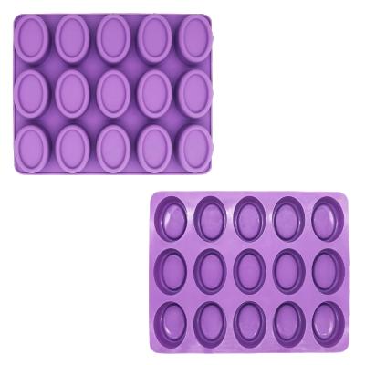 China Hot Sale Viable 15 Cavity Handmade Amazone Cake Soap Making Silicone Oval Baking Tools Moldes De Silicona Moldes De Silicona for sale