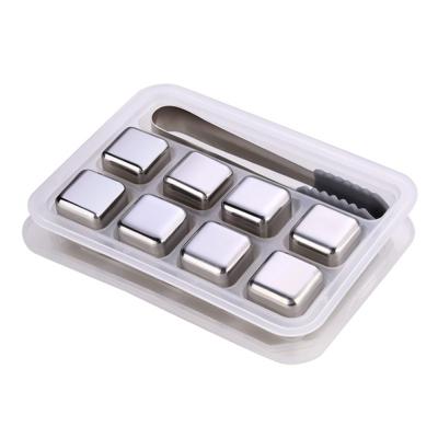 China Cooling Drink Hot Selling Cooling Drinks Amazon Whiskey Stone Stones Stainless Steel Ice Cubes With Tongs And Storage Box for sale