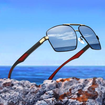 China Sports Sunglasses Plating Glass Metal Recycling Mens Aluminum Magnesium Polarized Sun Glasses Square Sports Driving Sunglasses for sale