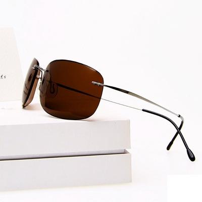 China Titanium Metal Retro Rectangle High Flexibility Polarized Sunglasses Fashion Rimless Sunglasses For Men And Women Wholesale for sale