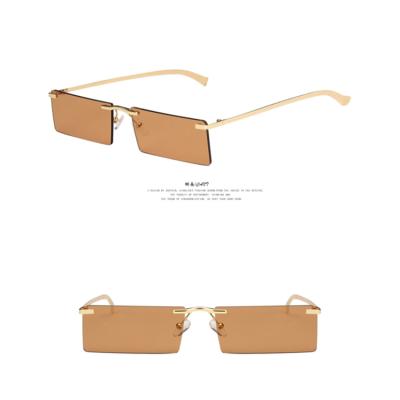 China Newest 2021 Square Size Rimless Quality Uv Manufacturer Rectangle Punk Shades Men Women 400 Vintage ALLOY Steampunk Sunglasses for sale