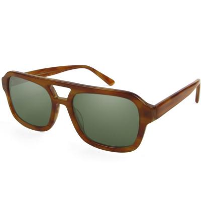 China Retro Style Mens Womens Square Luxury Trendy Funky Premium Acetate Sunglasses Custom Material Tortoise Color for sale