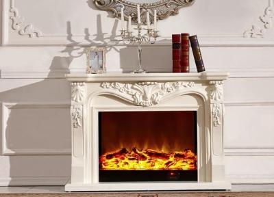 China Classical Stand Alone Electric Fireplace Solid Wood Resin HDF for sale