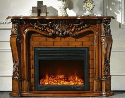 China Artificial Decorative Freestanding Antique Wood Fireplace European for sale