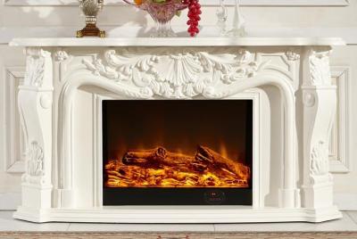 China Ivory White Fake Flame Indoor Electric Fireplace With Remote Control for sale