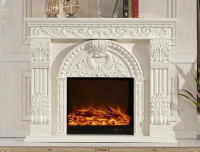 China 750w - 1500w Imitation Marble Electric Fireplace White Electric Indoor Fireplaces for sale