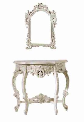 China Luxury Ivory White Antique Resin Console Table With Mirror Neoclassical for sale