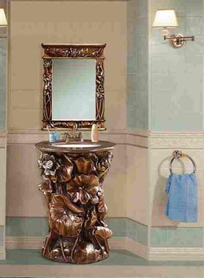 China European Antique Maple Bathroom Cabinet With Mirror Floor Mounted for sale