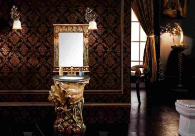 China Hotel Single Sink Bathroom Vanity With Mirror , Baroque Bathroom Mirrored Cabinets for sale