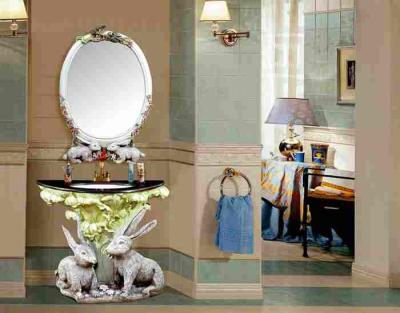 China Luxury Decorative Furniture Antique Resin Bathroom Sink Cabinet With Mirror for sale