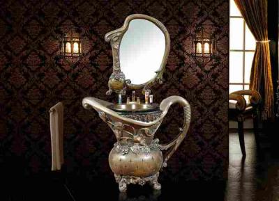 China Home Furniture Artistic Poly Resin Antique Wash Basin With Mirror Single Sink for sale