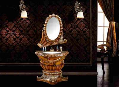 China Single Sink Antique Bathroom Cabinet With Mirror Decoration Furniture for sale