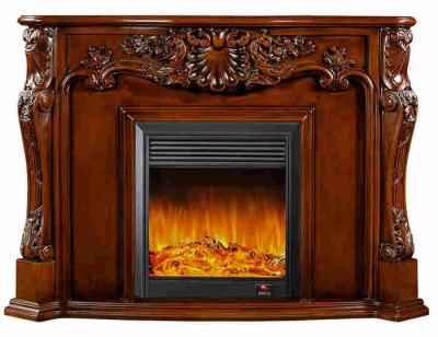 China Electrical Home Decoration Classic Solid Wood Fireplaces With LED Light for sale