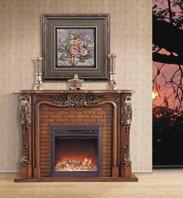 China Antique Solid Wood Fireplace 750w 1500w , Oak Electric Fireplace With Mantel for sale