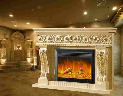 China Fake Flame Antique European Electric Fireplace Remote Control Support Resin / HDF Material for sale