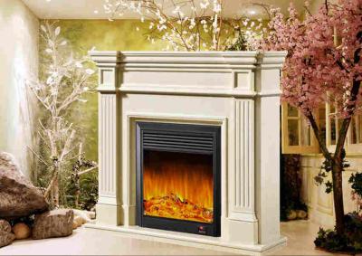 China Decorative White Freestanding Modern Electrc Fireplace support Oak / Poly Resin Material for sale