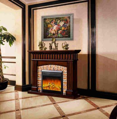 China Antique 1.5m Drak Brown Imitation Marble Faux Stone Electric Fireplace With Decorative Flame for sale