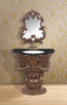 China Customized Classical Single Basin Bathroom Cabinet With Mirror Marbe Countertop for sale