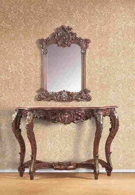 China Home Furniture Antique Resin Console Table With Mirror Brown Color for sale