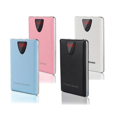 China 3 Outlet Power Bank Portable Leather LCD Display 10000mAh Power Bank For Mobile Phone for sale