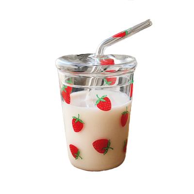 China Sustainable High Quality Solid High Borosilicate Coffee Mug Strawberry Heat Resistant Mug for sale