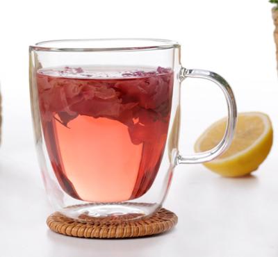 China Sustainable Wholesale Handmade Americano Factory Price Double Wall Glass Mugs With Handle for sale