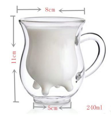 China New Product Sustainable Glass Double Wall Double Wall Cup Milk Glass Cup With Lid for sale