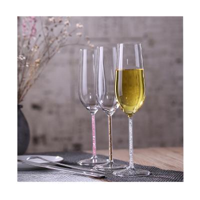 China Modern Crystal Glass Champagne Glass With Shine Decorated Stem Champagne Glass for sale