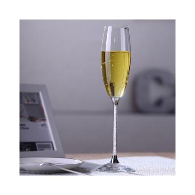 China Modern Wholesale Sparkle Decorated Stem Crystal Glass Champagne Glass for sale