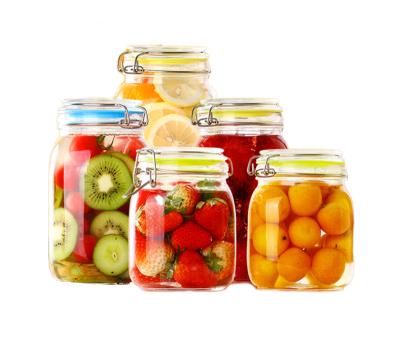 China China Food Fresh Preservation Safe Cool Stack Storage Glass Jar With Glass Lid for sale