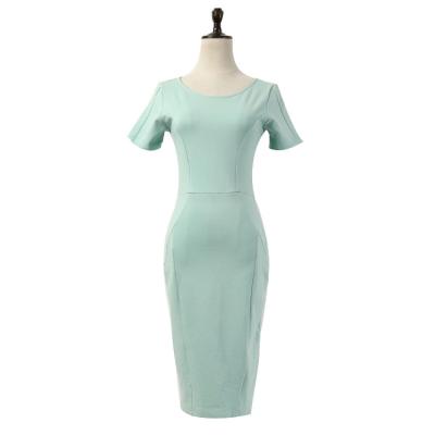 China Women Charming Bodycon Solid Color Pencil Dress 2021 Female Short Sleeve Workable For Office for sale