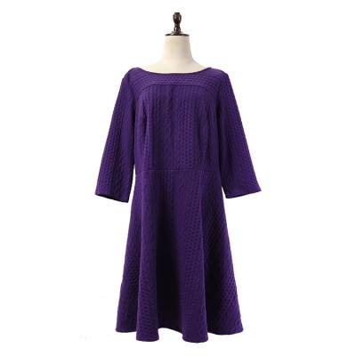 China Viable Solid Qulity Autumn Long Sleeve Loose Straight Purple Jacquard Top Knitted Dress Summer for sale