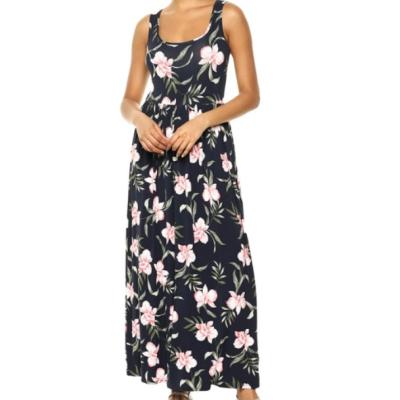 China Fashionable Waisted Maxi Slim Vacation Wear Casual Tank Women Flower Dirl Dresses 2021 For Female for sale