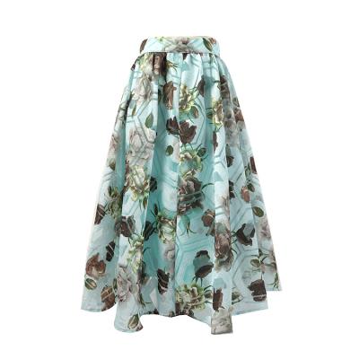 China Flower Organza Tulle Asymmetrical Casual Women Layered Viable Style High Waisted European Long Printed Skirts For Ladies for sale