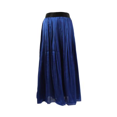 China French Luxurious Shiny Waist Pleated Skirt Women Satin Casual Mujer Skirt Viable Style High Waist Long for sale