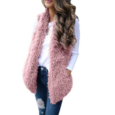 China 2021 Winter Faux Fur Vests High Quality Sleeveless Design Waterproof Causal Vest Women For Girls With Pocket for sale