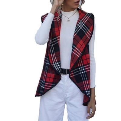 China Factory vintage buffalo plaid vest style waterproof women's top British chaleco mujer outlet vest sleeveless cardigan for sale