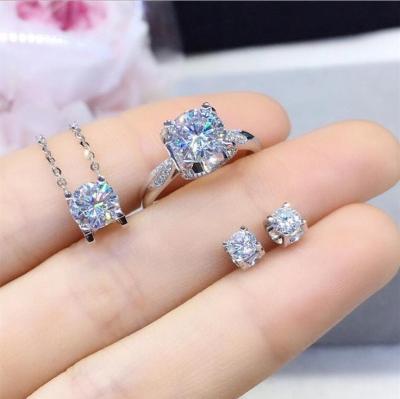 China FL CLASSIC Single Clarity D Color Ring Necklace Earrings D Color Fashion Moissanite Three Piece Set for sale