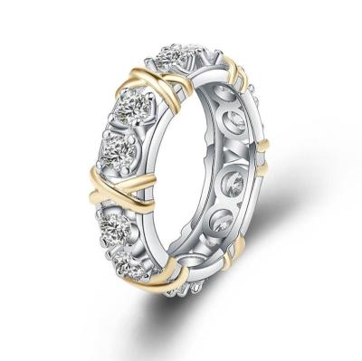 China Fashion 925 sterling silver diamond X ring female gold plated full non-fading female ring for sale