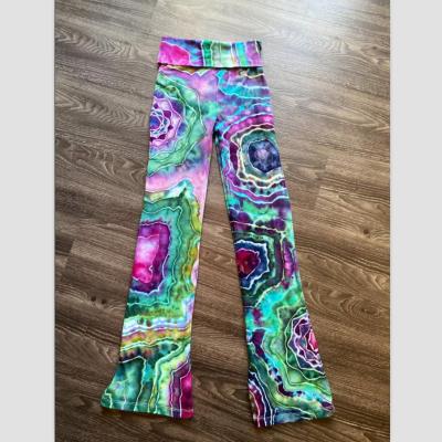 China Women's High Waist Gaiters Tie Dye Yoga Pants With Pockets 4-Way Stretch Tummy Control Workout Running Pants 6478 for sale