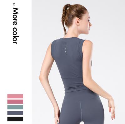 China Breathable Yoga Tank Top For Woman Running Fitness Workout Workout Sport Sleeveless Round Neck Light Support for sale