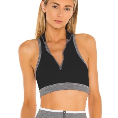 China Breathable Yoga Sports Workout In Sleeveless Racerback Bra Camisole Crop Top With Front Zipper Workout Fitness for sale