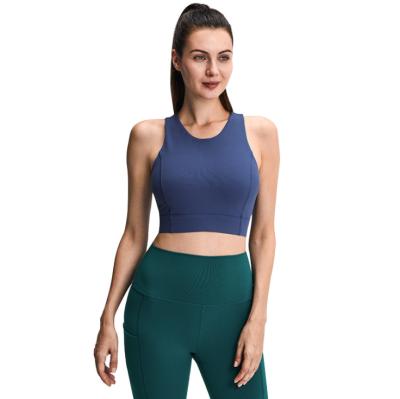 China Breathable One Piece Fitness Bra With Beautiful Back Sports Running Racerback Tank Top Light Weight Crewneck for sale