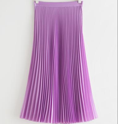 China Women High Elastic Waist Pleated Chiffon Midi Skirt Swing A Line Skirts 5646 for sale