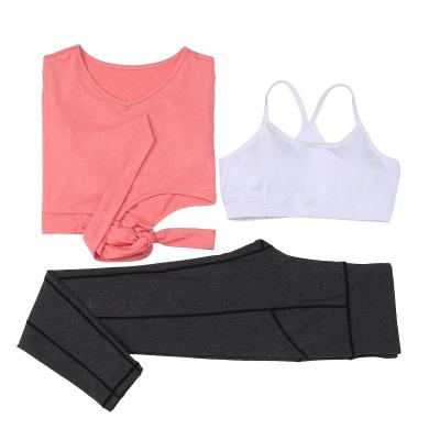 China Guang Zhou Manufacturer Women Yoga Clothing Antibacterial Yoga Sportswear Set Women Sports Bra, Crop Top and Panty Set for sale