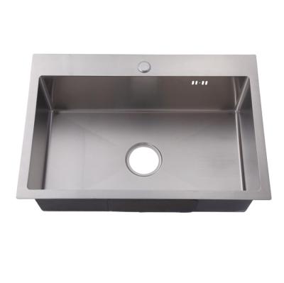 China Without Faucet Wholesale 304 Stainless Steel Single Bowl Recessed Modern Handmade Kitchen Sink for sale