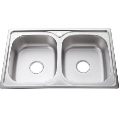 China Without Faucet Hot Sale 304 Stainless Steel Kitchen Sink Double Bowl Machine Kitchen Sink for sale