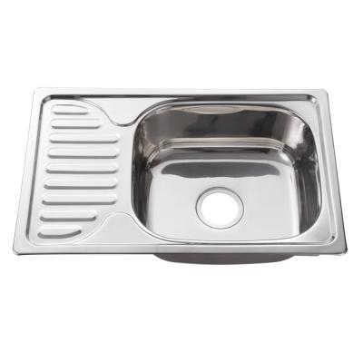 China Without Faucet High Quality Stainless Steel Kitchen Sink Machine Makes One Bowl Sink With Drain Panel for sale