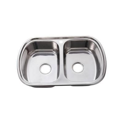 China Without Faucet Big Price Portable Kitchen Round Double Bowl Stainless Steel Machine Sink for sale