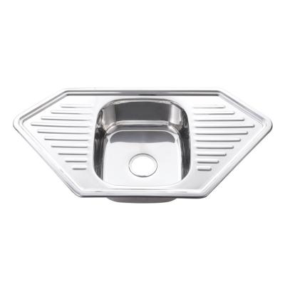 China High Quality Faucet Butterflyless Hexagon Polished Finish Stainless Steel Machine Sink for sale